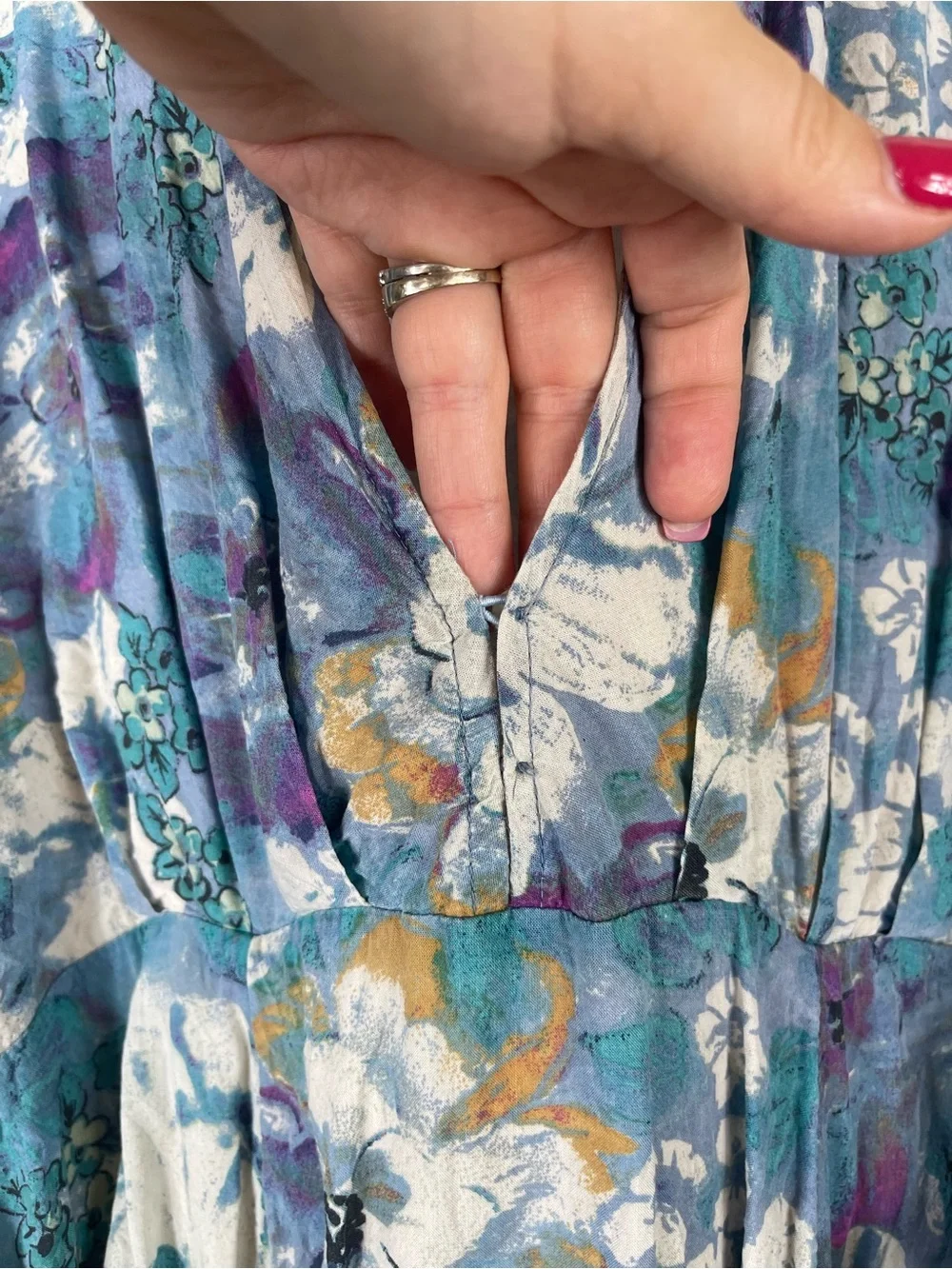 Free People Freddy Tie Mini Dress Blue Watercolor Floral Size Medium